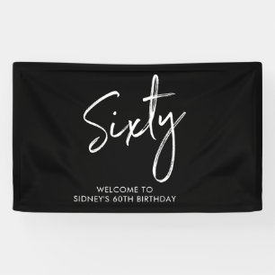 Banderoles Black & White Modern 60th Birthday Party Banner