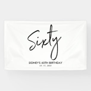 Banderoles Black & White Modern 60th Birthday Party Banner