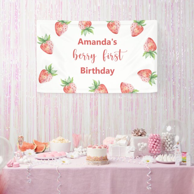 Banderoles Blackberry d'aquarelle 1er anniversaire (Fête)