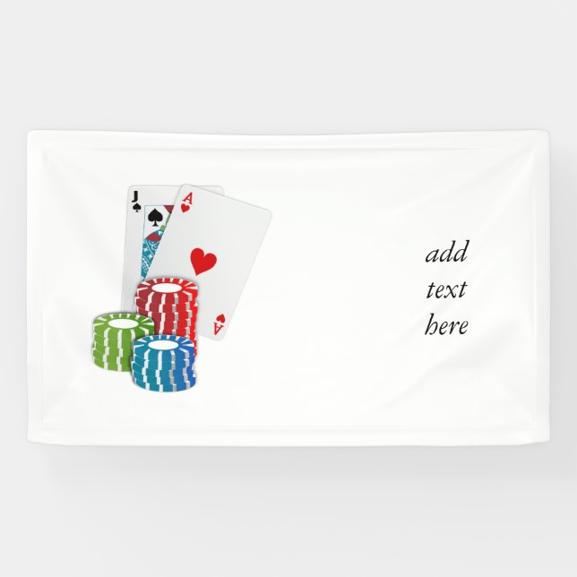 Banderoles Blackjack avec jetons de poker (Horizontal)