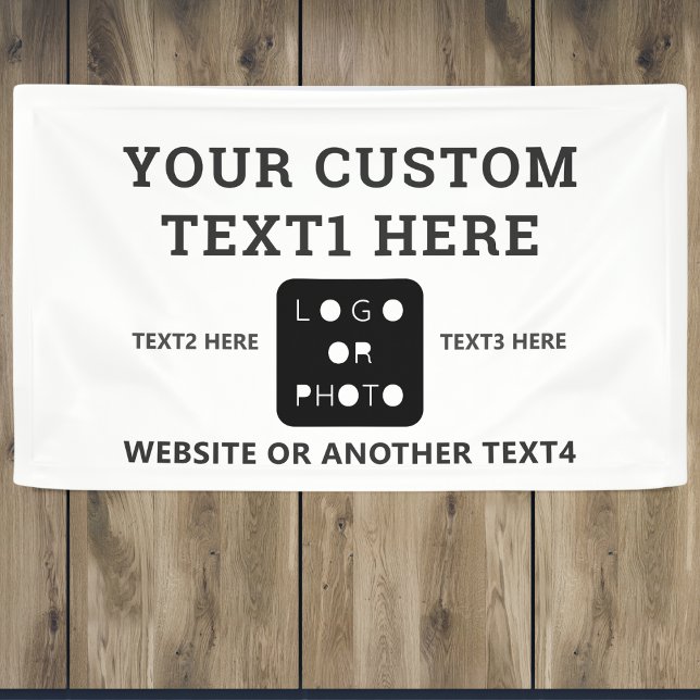 Banderoles Blanc Moderne Simple Entreprise Logo Photo Marque (Créateur téléchargé)