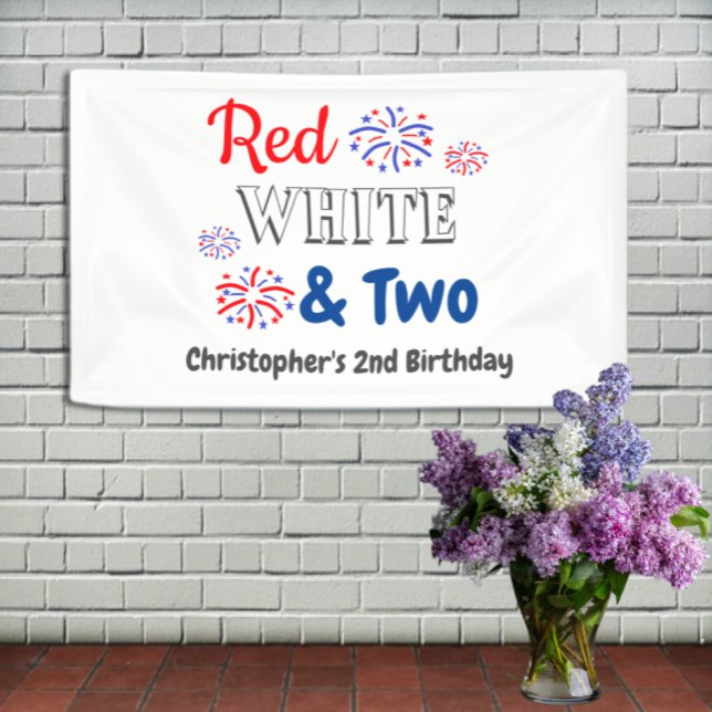 Banderoles Blanc rouge et deux 2e anniversaire (Créateur téléchargé)