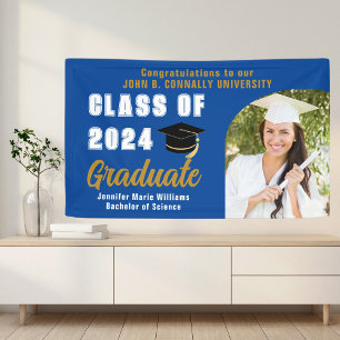 Banderoles Bleu Blanc Graduate Photo 2025 Graduation Party