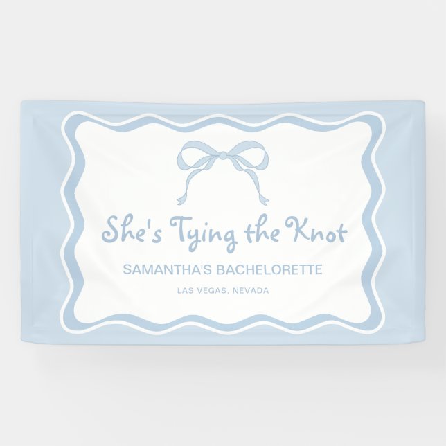 Banderoles Bleu Bow Shes Attache le noeud Bachelorette Party (Horizontal)
