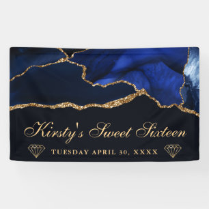 Banderoles Bleu et Or Paillettes Agate Sweet Seize