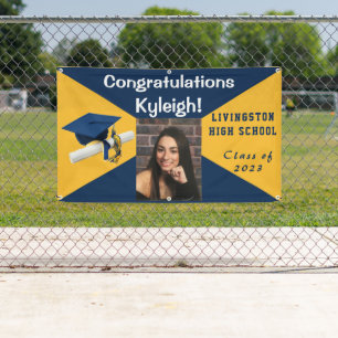 Banderoles Bleu et or Vinyl Graduation Photo