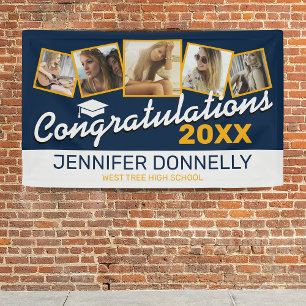 Banderoles Bleu Jaune Blanc Congrats Graduate 2025