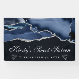 Banderoles Bleu Nuit et Paillettes d'Argent Agate Sweet Sixte