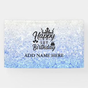 Banderoles Bleu Personnalisé "Joyeux premier anniversaire"