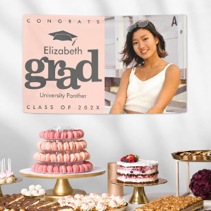 Banderoles Bleu rose de graduation photo gris casquette gras