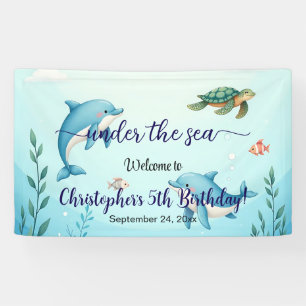 Banderoles Bleu sous la mer Fête d'anniversaire Bienvenue