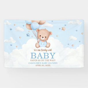 Banderoles Bleu Teddy Bear Nuages Baby shower à ballon