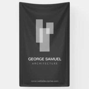 Banderoles Blocs Architecturaux Modernes Logo Blanc/Gris 