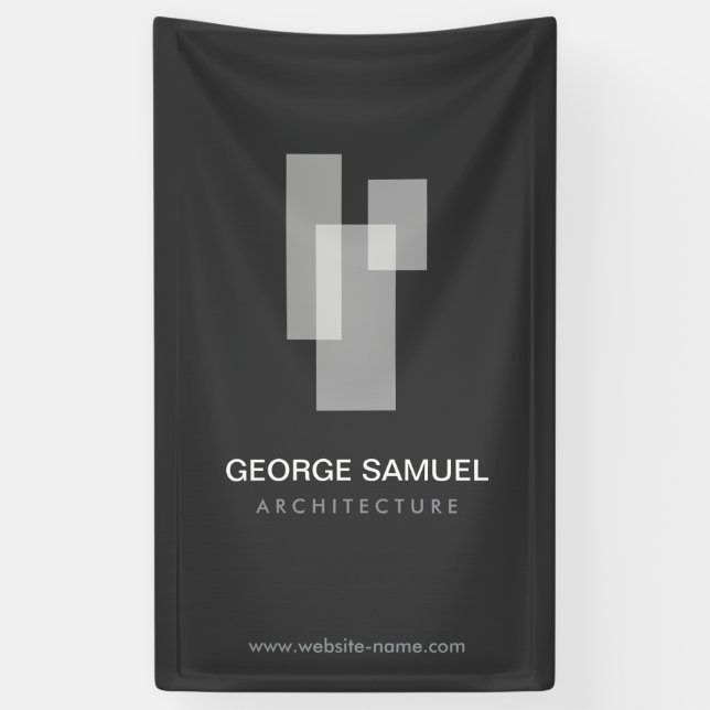 Banderoles Blocs Architecturaux Modernes Logo Blanc/Gris  (Vertical)