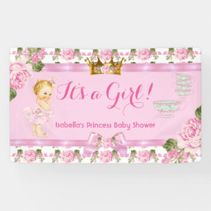 Banderoles Blonde Princess Baby shower Rose Roses Tea Party