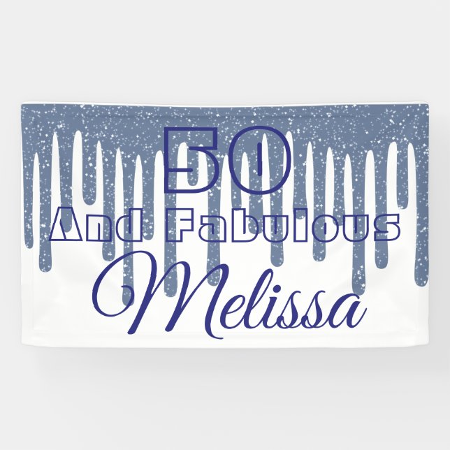 Banderoles Blue 50 Et Fabuleux Anniversaire (Horizontal)