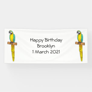 Banderoles Blue-and-yellow macaw bird cartoon illustration