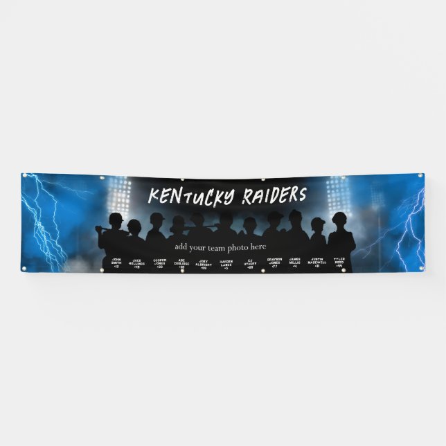 Banderoles Blue Baseball Softball Dugout Banner Sports Équipe (Horizontal)