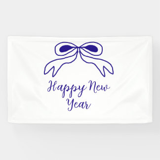 Banderoles Blue bow happy new year name date simple minimal