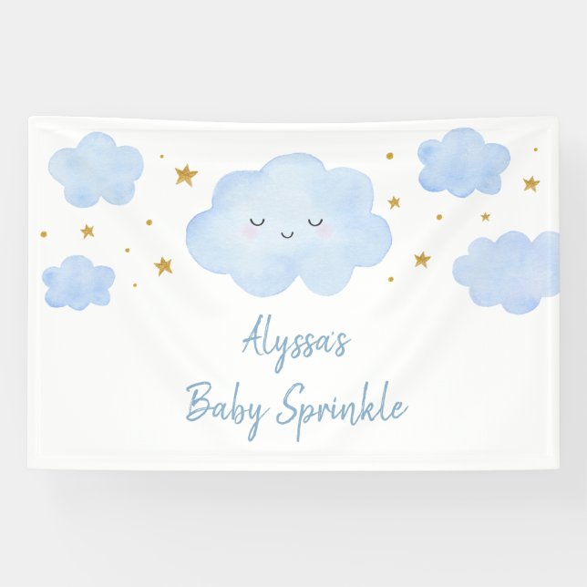 Banderoles Blue Boy Cloud Stars Baby Sprinkle (Horizontal)