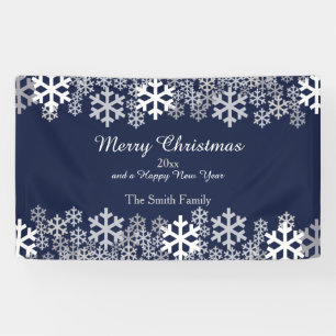 Banderoles Blue Christmas Snowflakes Motifs salutations