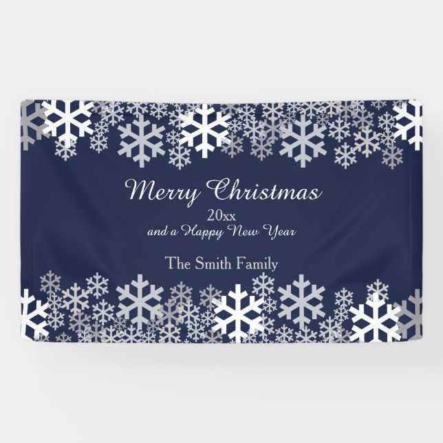 Banderoles Blue Christmas Snowflakes Motifs salutations (Horizontal)