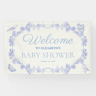 Banderoles Blue Garden Chinoiserie Baby shower Bienvenue