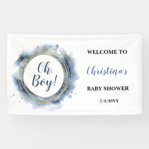 Banderoles Blue Gold Baby shower Oh boy Welcome