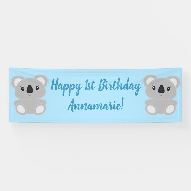 Banderoles Blue Koala Bear fête d'anniversaire (Horizontal)