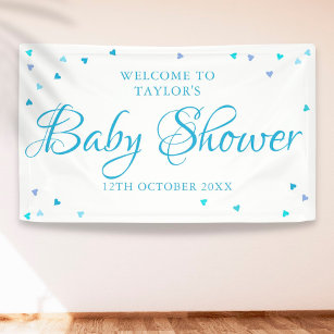 Banderoles Blue Love Hearts Baby shower / Sprinkl Welcome