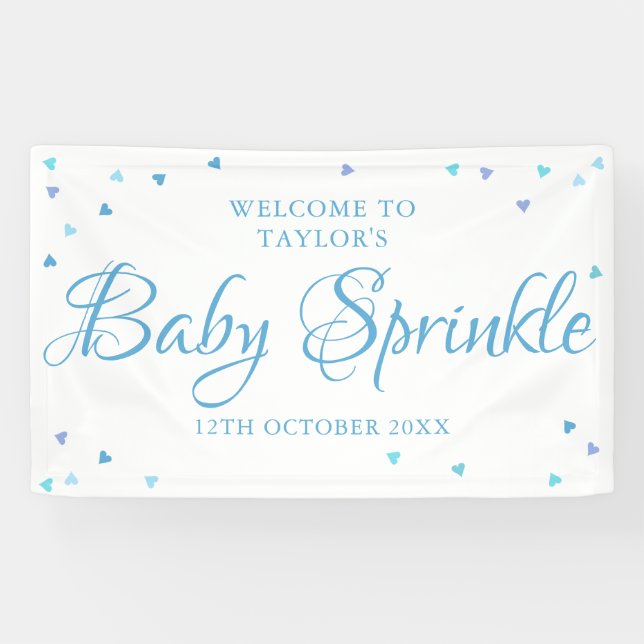 Banderoles Blue Love Hearts Baby Sprinkle / Showcase Welcome (Horizontal)