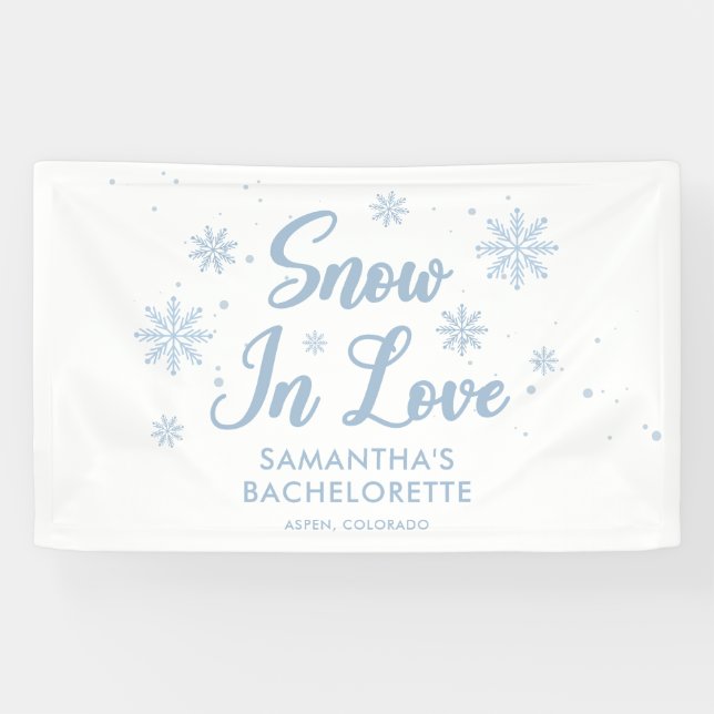 Banderoles Blue neige en amour Ski d'hiver Bachelorette (Horizontal)