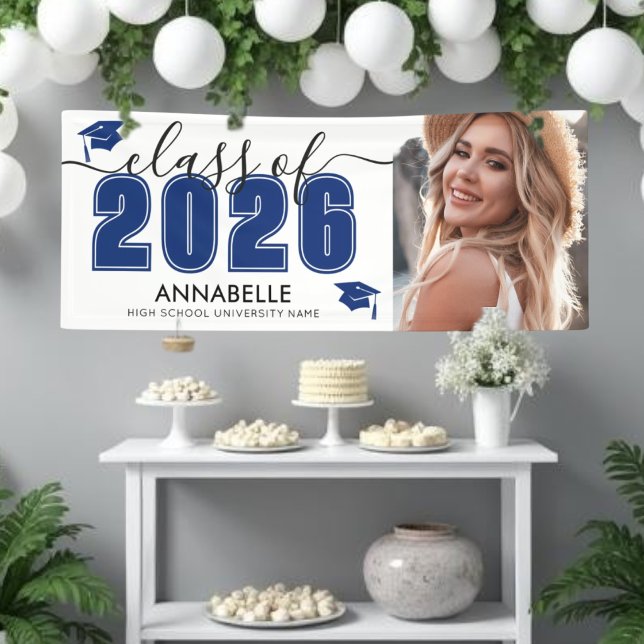 Banderoles Blue Photo Graduation Party (Blue Photo Graduation Party Banner )
