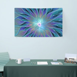 Banderoles Blue Purple Flower Dream Abstrait Fractal Art