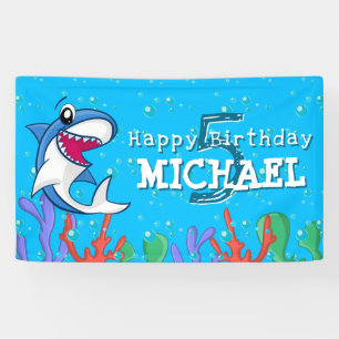 Banderoles Blue Shark Cute Anniversaire de enfant Pool Party