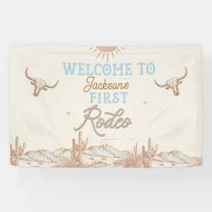 Banderoles Blue Vintage Première Rodéo 1er Anniversaire Bienv