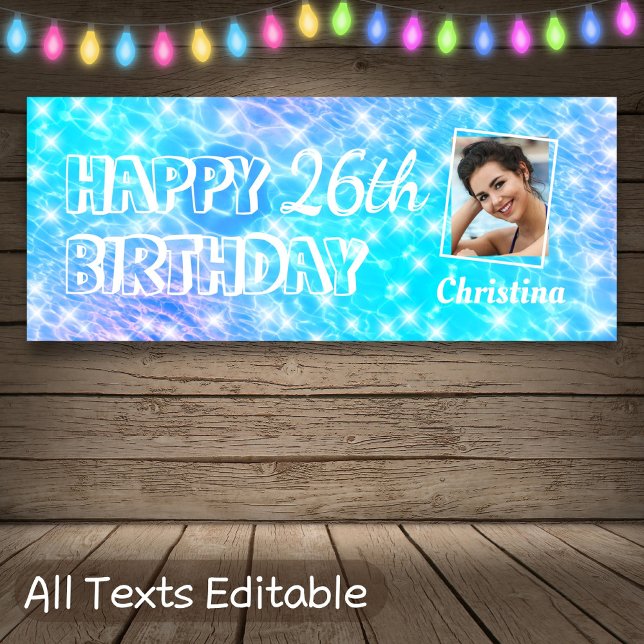 Banderoles Blue Water Pool Party Beach Party (Créateur téléchargé)