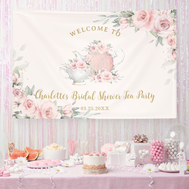 Banderoles Blush Floral High Tea Party Baby shower nuptiale (Fête)