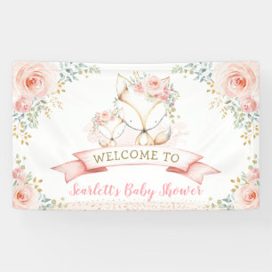 Banderoles Blush Gold Floral Fox Woodland Baby shower Bienven