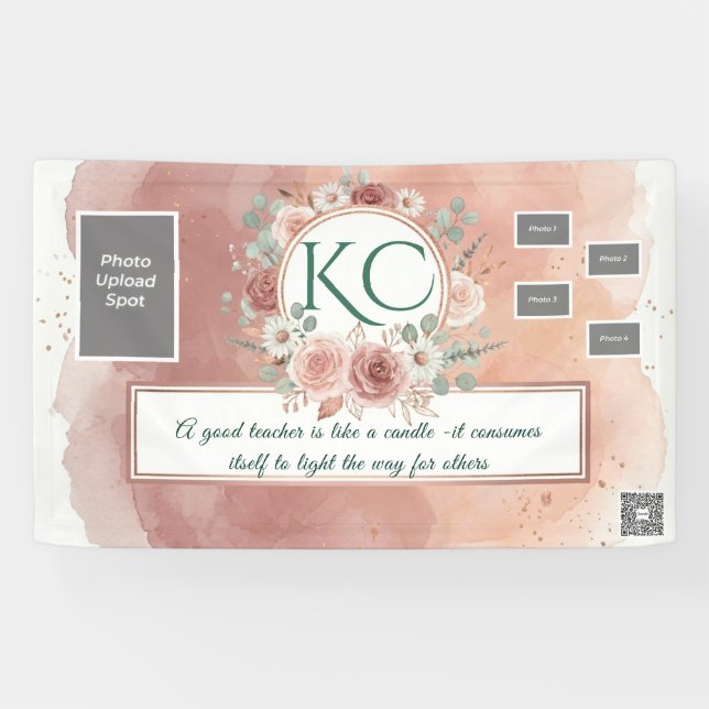 Banderoles Blush Pink Teacher Appreciation Photo Banner (Horizontal)