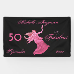 Banderoles Boho 50e anniversaire Danseur rose femme personnal