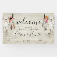 Boho Antler Crâne Lumière Bois Mariage Bienvenue