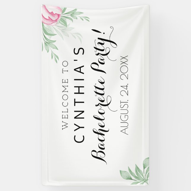 Banderoles Boho Aquarelle Eucalyptus Vert Bachelorette (Vertical)