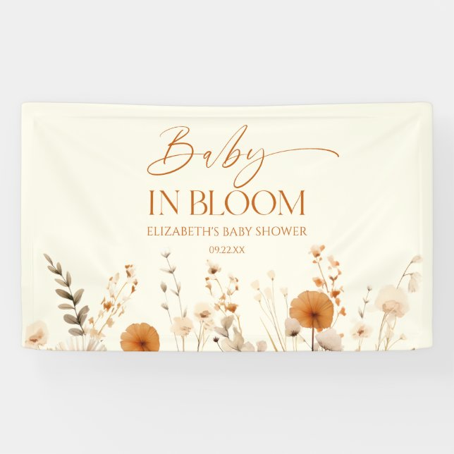 Banderoles Boho Baby In Bloom Baby shower Fleur sauvage (Horizontal)