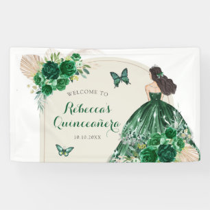 Banderoles Boho Emerald Green Quinceañera Large