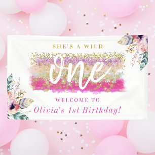 Banderoles Boho Floral Wild One Fête d'anniversaire d'une fil