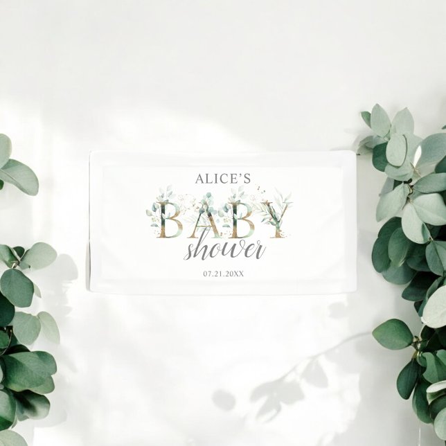 Banderoles Boho Green Eucalyptus Baby shower d'accueil (Créateur téléchargé)