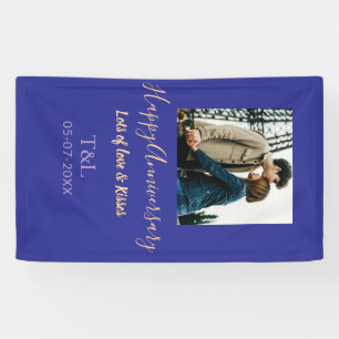 Banderoles Boho moderne heureux anniversaire ajouter nom bleu