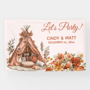 Banderoles Boho Orange Tent Fleur sauvage Mariage