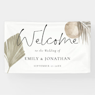 Banderoles Boho Pampas Grass Bienvenue Mariages Noms Date